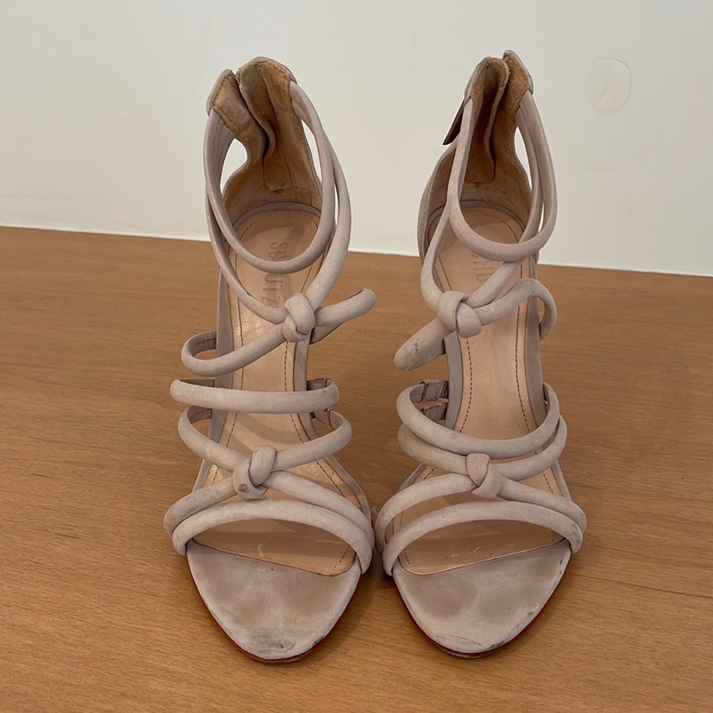 Schutz Knotted Heels - Nude - Size 8